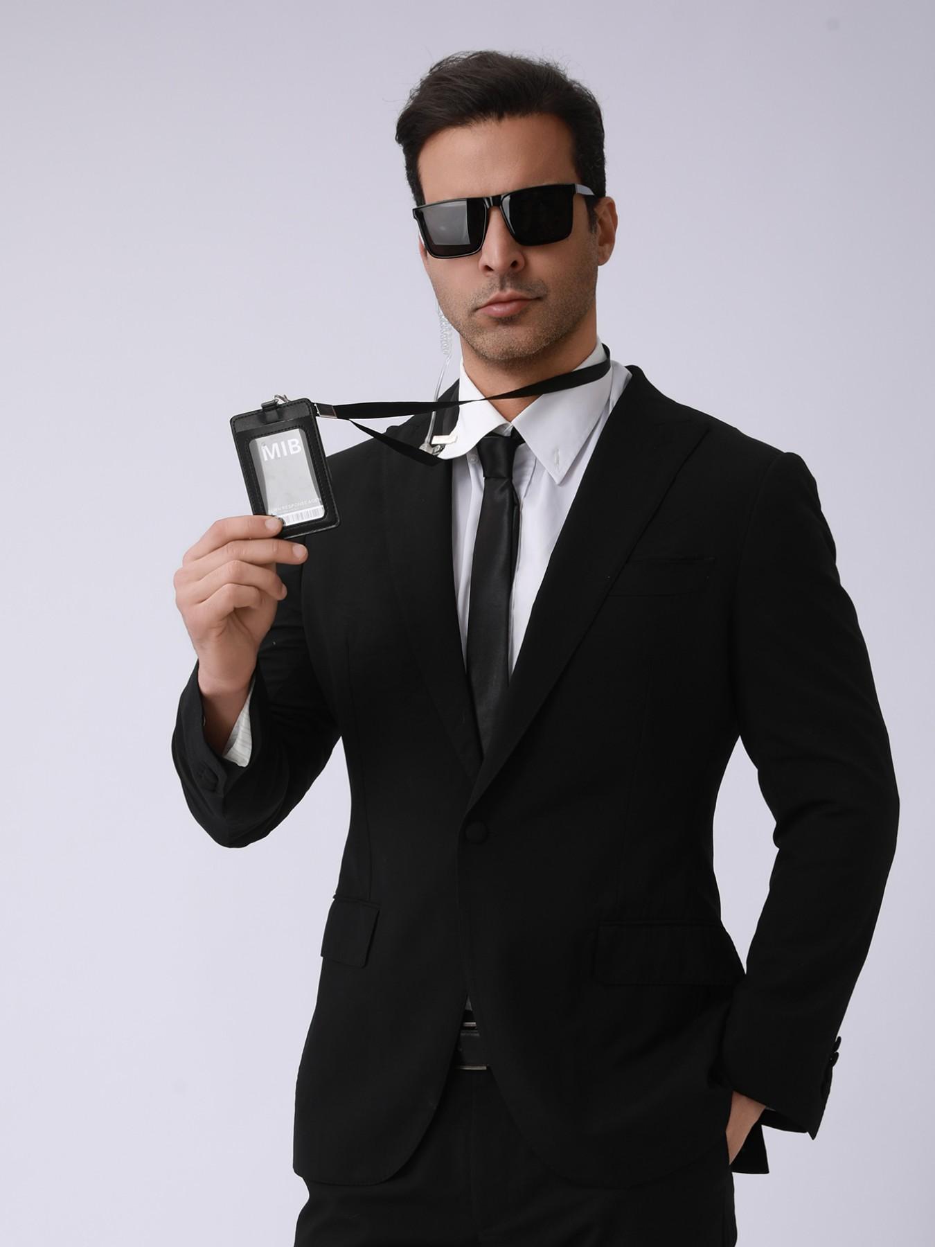 5pcs Role-Playing Costume Set, Secret Agent with Glasses, Earpiece, Tie, Card, Card Holder, Rope, Perfect for Parties, Festivals, Birthdays