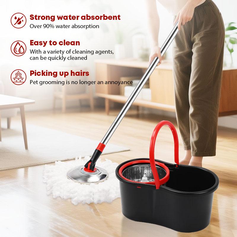 Multi-Functional Spin Mop and Bucket Set with Wring System– Ultra-Absorbent, Adjustable & Extendable Pole with 2 Replacement Microfiber Mop Refills, Home Cleaning Tools for Household Multi-Functional Spin Mop and Bucket Set with Wring System– Ultra-Absorbent, Adjustable & Extendable Pole with 2 Replacement Microfiber Mop Refills, Home Cleaning Tools for Household