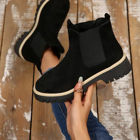 Women's Chelsea Boots with Elastic Panel, Thick Rubber Sole, Comfortable & Stylish Ankle Boot for Fall/winter, Casual Street Style, Pull on boots, Fashionable Boots