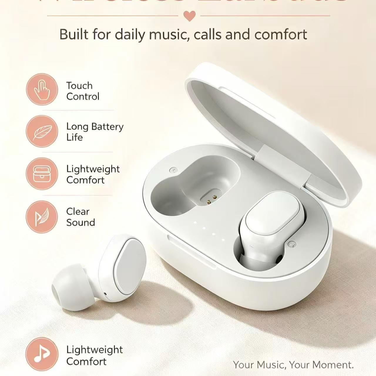 Wireless Earbuds With Portable Charging Case, Mini In-Ear Headphones, Touch Control, Lightweight Comfort, Stereo Sound Earphones For Music, Calls, Travel, Workout, Daily Use