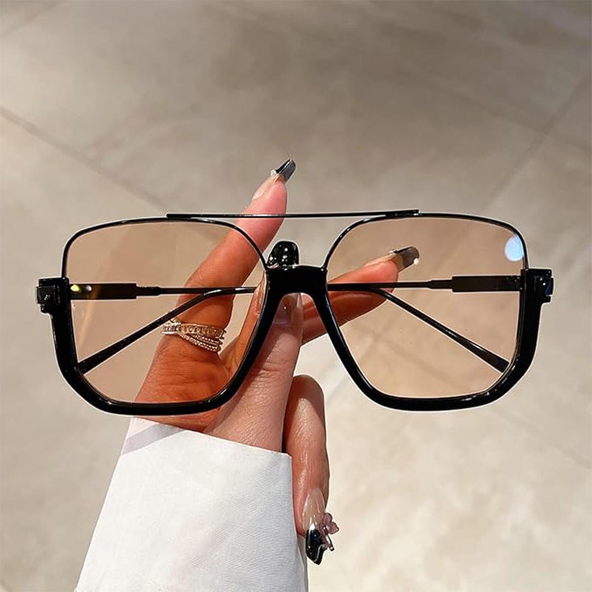 Retro Fashionable All-match Tinted Lens Aviator Sunglasses Aviator Sunglasses for Women,Men Summer VintageTrendy Glasses,Carry polarized sunglasses Unisex