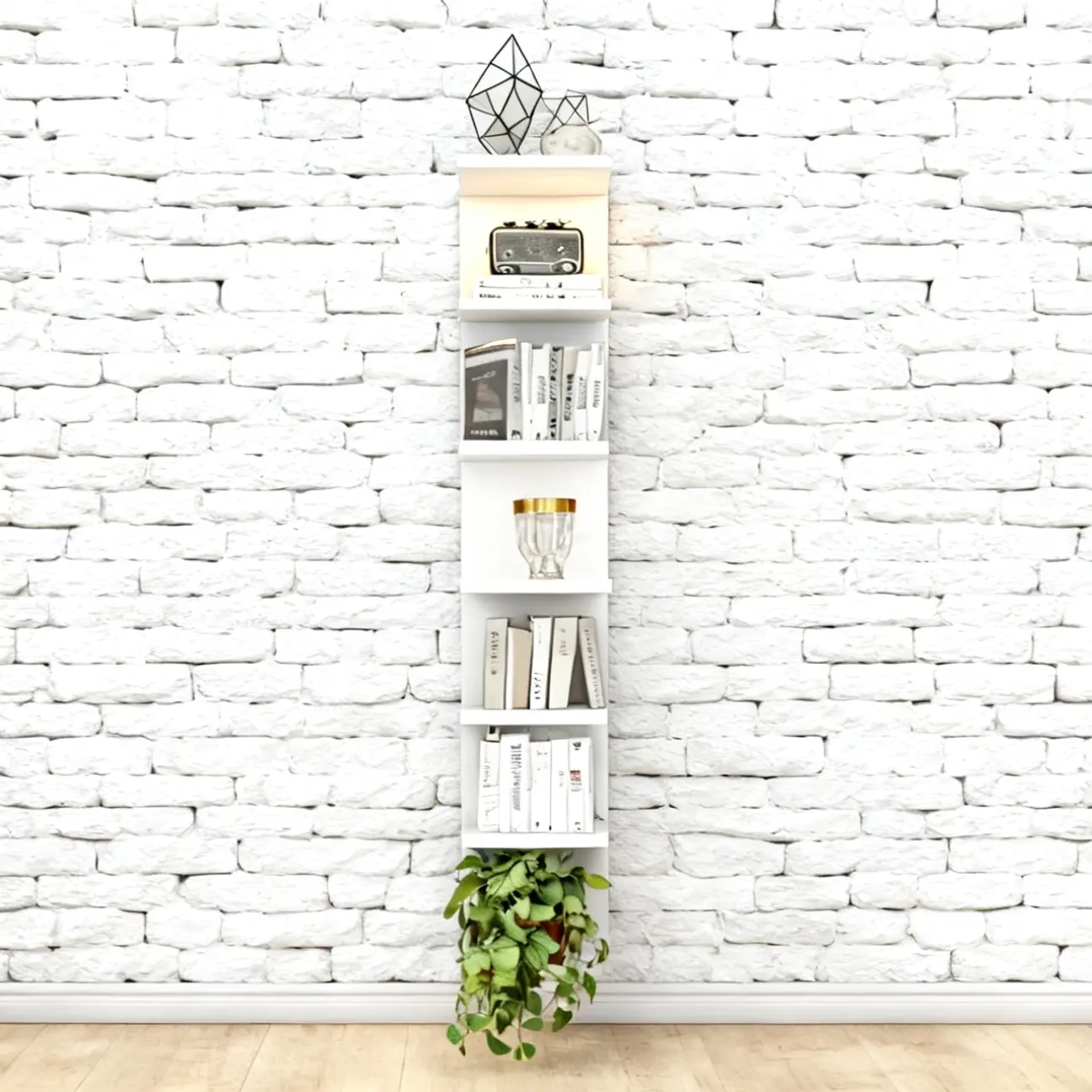 1-piece Office Display Product, 7-Tier Corner Wall Mount Shelf with No-Drill Installation, Ideal for Office Walls, Sample Display, Poster and Storage Rack
