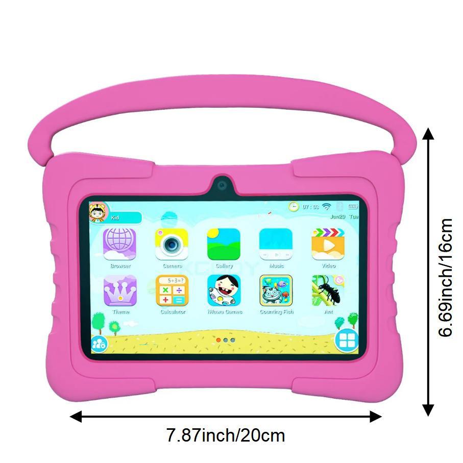 7-inch Android tablet with shockproof protective case, 1GB + 16GB, Wi-Fi, parental controls, dual cameras, Bluetooth tablet, educational, blue/pink, eye protection mode