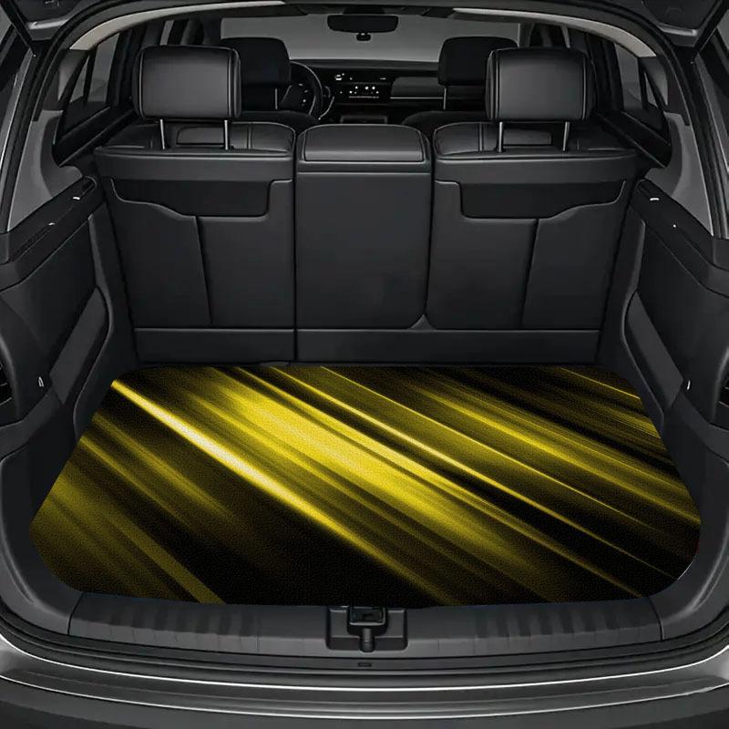 1 PC Yellow Light Speed Cool and Stylish Personalized Sports Car Trunk Pad, Dirt and Wear Resistant and Easy to Clean Interior Protection Trunk Pad, Durable Polyester Floor Pad, Car Trunk Pad.