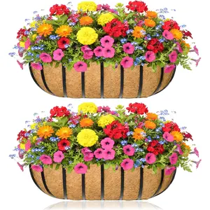 Window Box Railing Planter with Coco Liner 2 Pack 16 Inch Metal  Flower Planter Deck Railing Planters Boxes for Balcony Outdoor  Fence Porch Patio