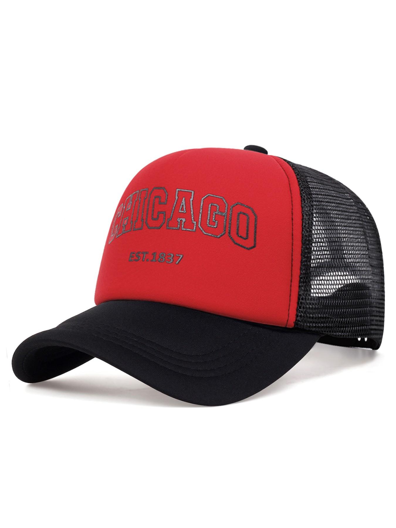 2026 New Simple Fashion Breathable Mesh Hat CHICAGO1837 Printed Baseball Hat Street Personalized Creative Hip Hop Hat Outdoor Leisure Sports Sunshade Hat Daily Commuting Decorative Hat Male Female Same Style Skateboarding Hat