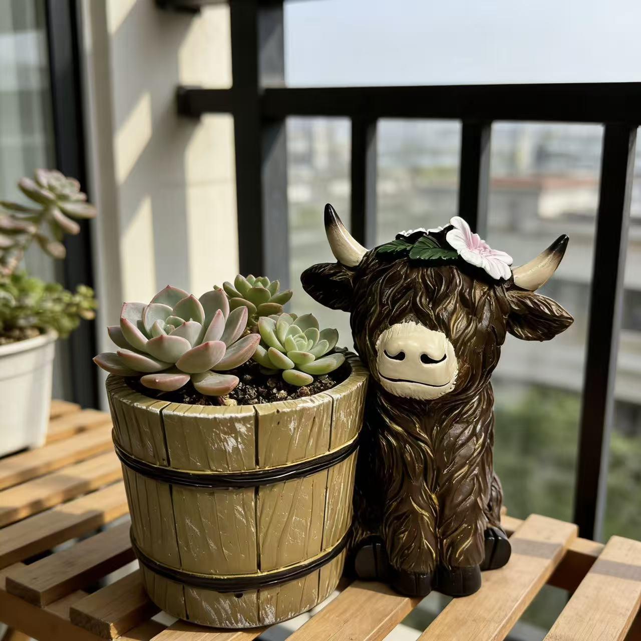 Cute Highland Cow Resin Figurine, Adorable Cartoon Desktop Decor, Office/home Desk Accessory, Healing Series Decoration