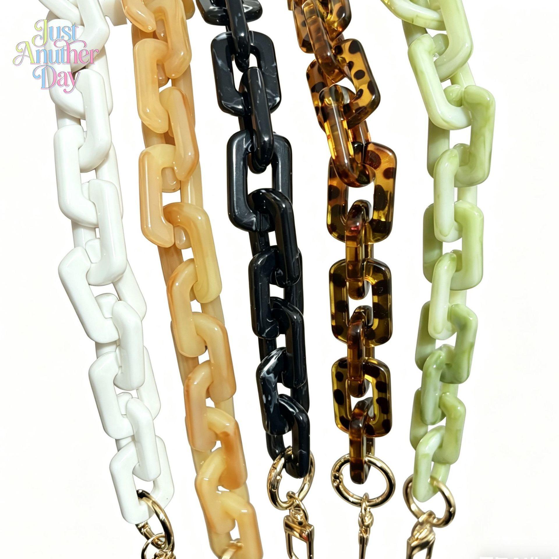 Acrylic Resin Bag Chain Strap, Multi-Use Chunky Link Chain for Handbags, Glasses, Phones & Keys, Colorful Fashion Accessory