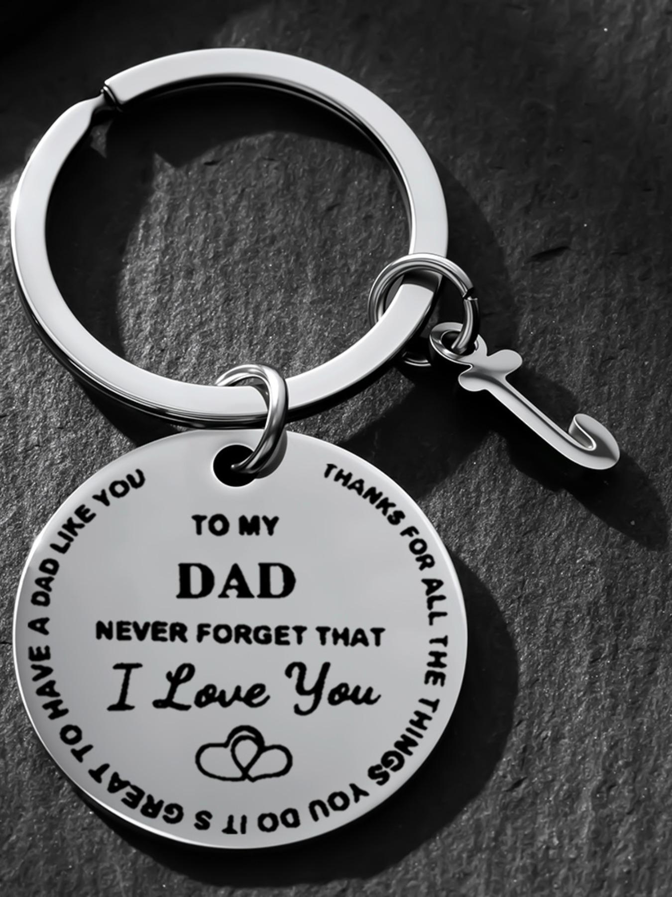 Engraved 'i Love You' Stainless Steel Keychain, Personalized Initial a Key Ring, Perfect Gift for Dad, Father's Day, Birthday, Christmas