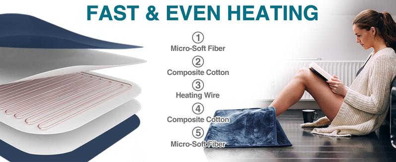 DailyLife Heated Foot Warmer, 20" x 24" Electric Foot Warmer for Feet - 6 Heat Settings, 2 Hours Auto-Off, Machine Washable, Warming Mat, Gifts for Women, Mom, Valentine’s Day, Mother’s Day, FathersDayGift