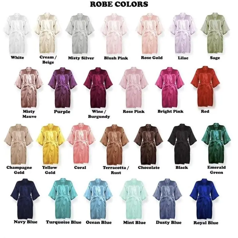 Nightgown Soft Bathrobe Short Women's Lounge Bride Bridesmaid Morning Gown Solid Color Wedding Party Silky Robes Summer