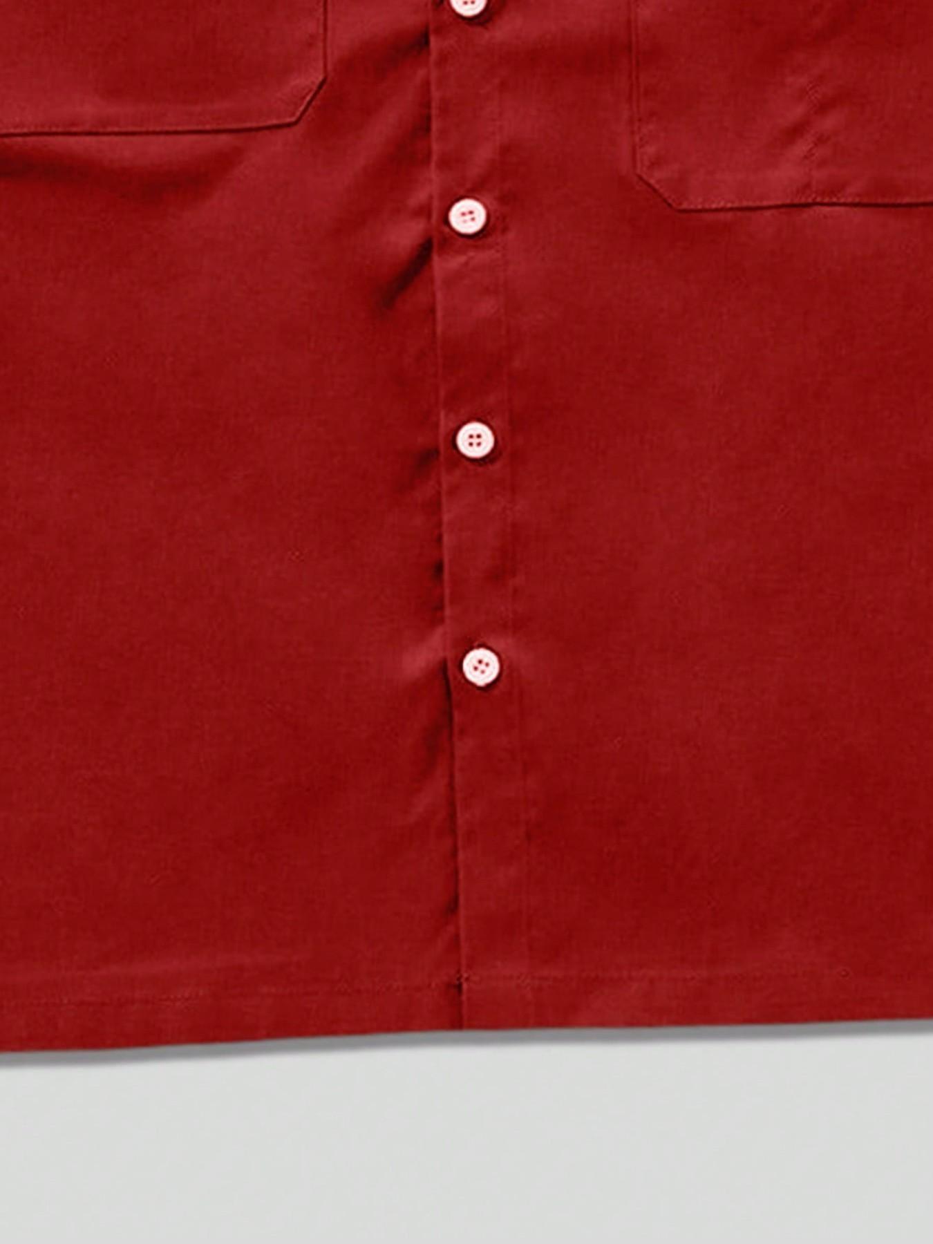 Men's Plus Size Casual Loose Fit Work Shirt, Button Front, Square Short Sleeve, Multiple Pockets, Urban Style, Perfect Gift