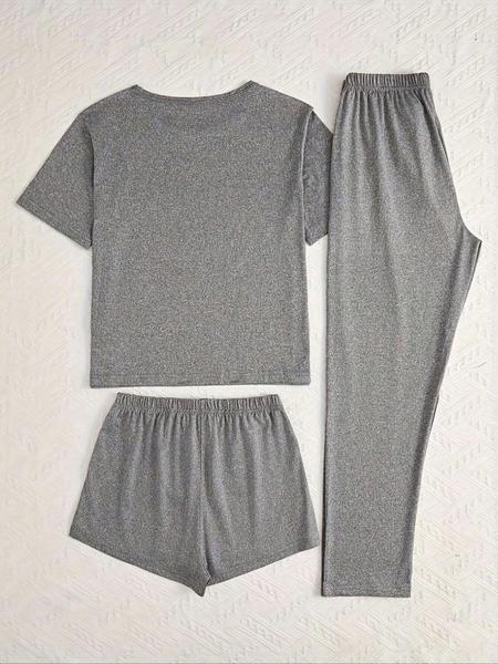 Women's 3-Piece Pajama Set with Cartoon Scarf Print, Highland Cow Pattern Sleepwear for All Seasons, Casual Comfy Pajama, Casual Fitted Nightwear