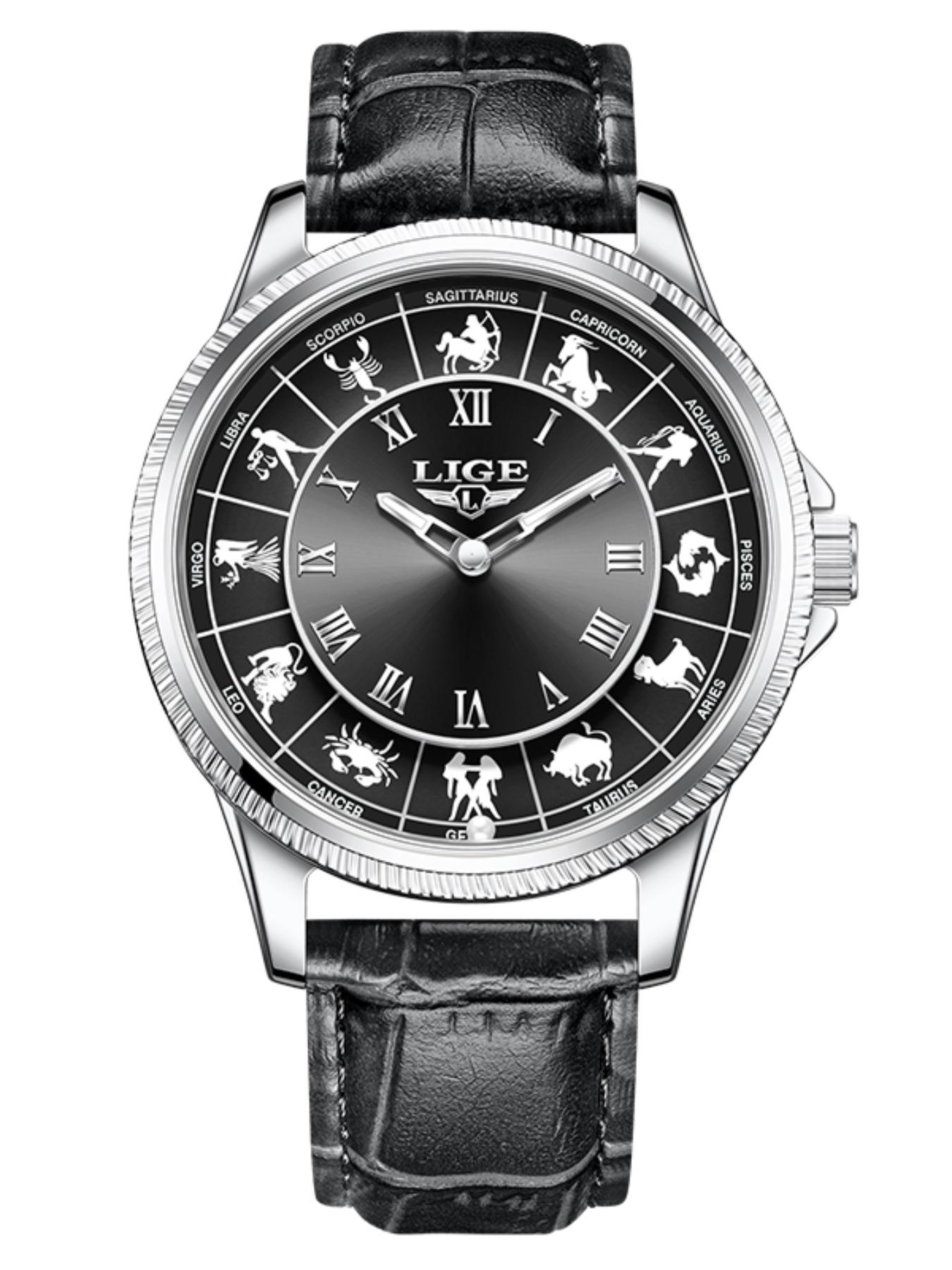 Men's Casual Round Dial Russian Roulette / 12 Zodiac Theme Interactive Analog Quartz Watch, Waterproof Wristwatch for Parties and Daily Wear, Analog Wristwatches