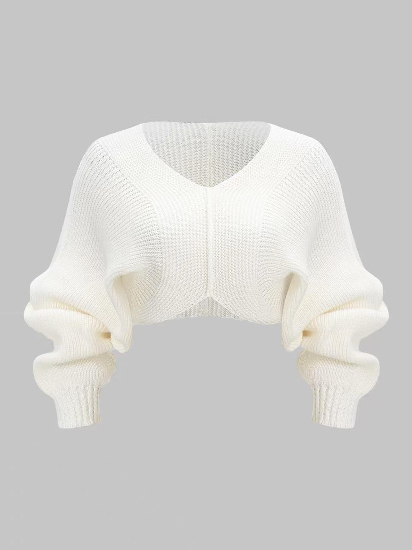 Spring & Fall Women's Sexy Feminine Fitted Long Sleeve Short Cropped Split Design Sweater Pullover, Fashion Casual Versatile Top, Stylish Knitwear for Ladies Womenswear