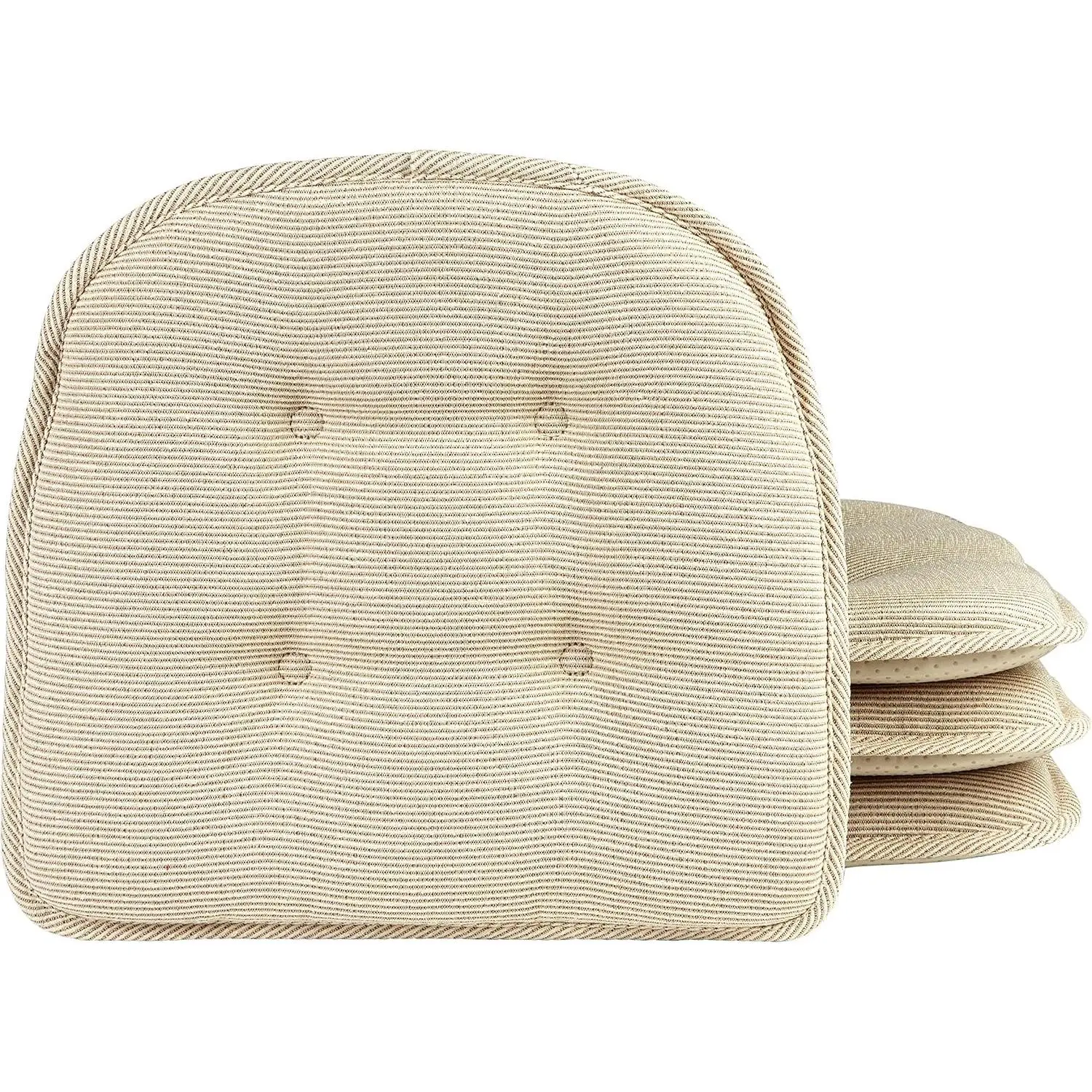 Omega Non-Slip Chair Cushions, Assembled in USA, U-Shaped Skid-Proof Seat Pads for Dining Room, Kitchen, Office, 15"x16" 4 Pack Slub Natural 4 Count