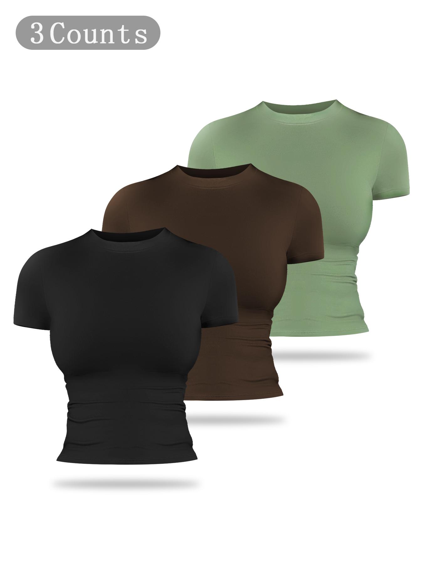 Women's Solid Color Sports Tee, Casual Comfy Breathable Short Sleeve T-shirt for Yoga Gym Workout Running, Ladies Sportswear for All Seasons