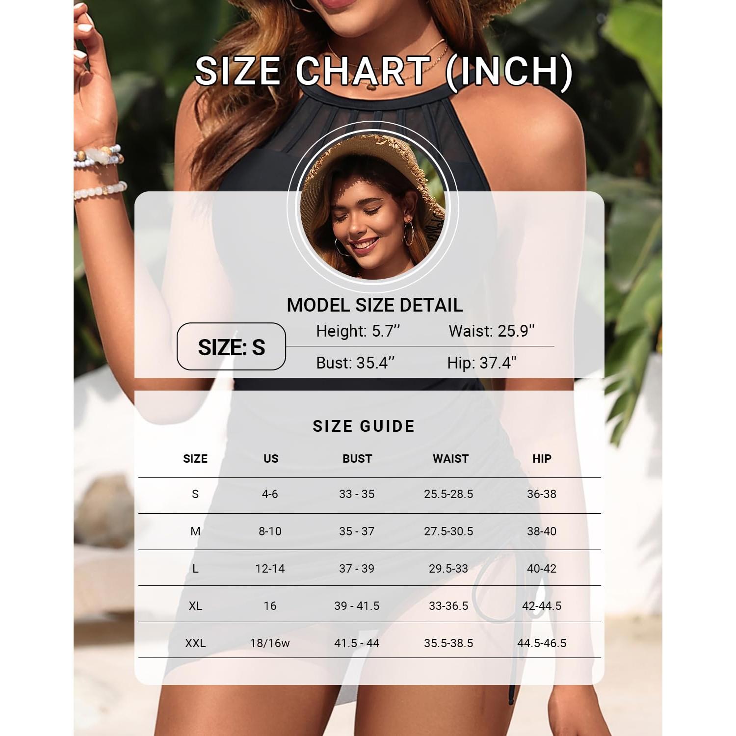 Yonique Womens Swim Dress One Piece - Swimsuit with Skirt Tummy Control Bathing Suit High Neck Mesh Swimwear 2026