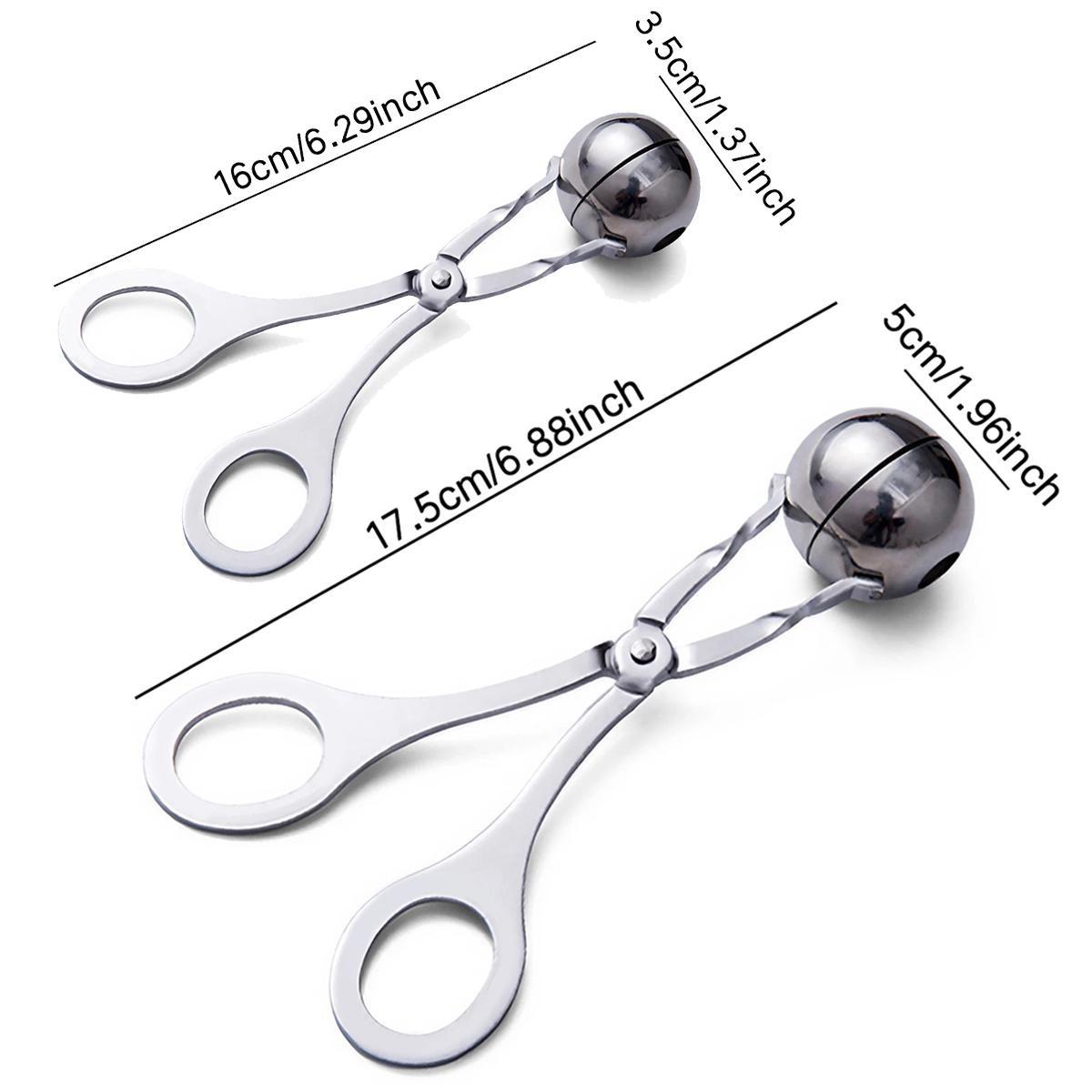 Portable Stainless Steel Multi-Function Ball Maker Tool, S/L Sizes for DIY Fish Ball Rice Ball Ice Cream Scoop Mold, Kitchen Cooking Handheld Accessory