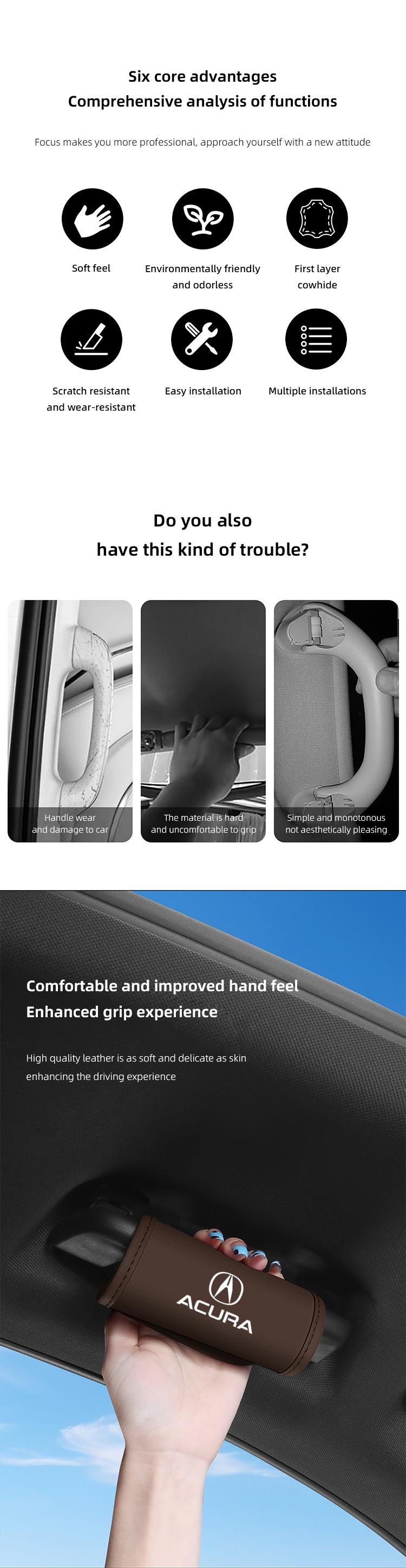 Car Roof Handle Protective Cover Pull Gloves Interior Accessories For Acura ADX RDX ZDX Integra NSX MDX TLX CDX ILX RLX TL RL