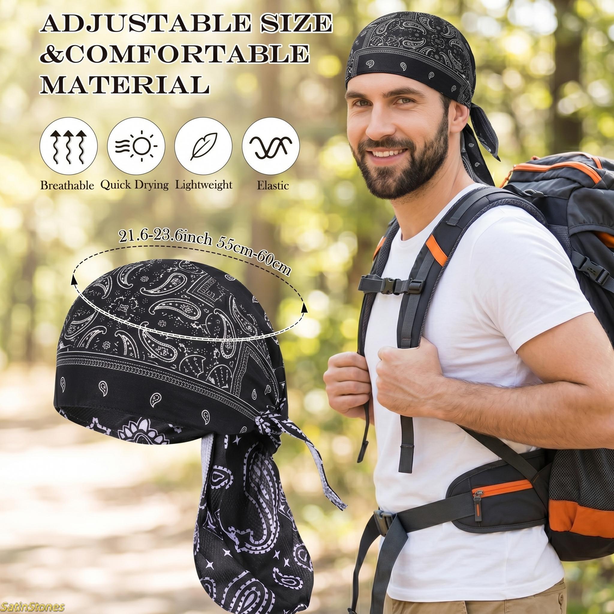 5-Pack Paisley Print Bandana Set | Adjustable Tie-Back Headwraps | Breathable Cycling Skull Caps & Helmet Liners | Unisex Pirate-Style Sports Headwear summervibes,summervibes Multifunctional Value Pack