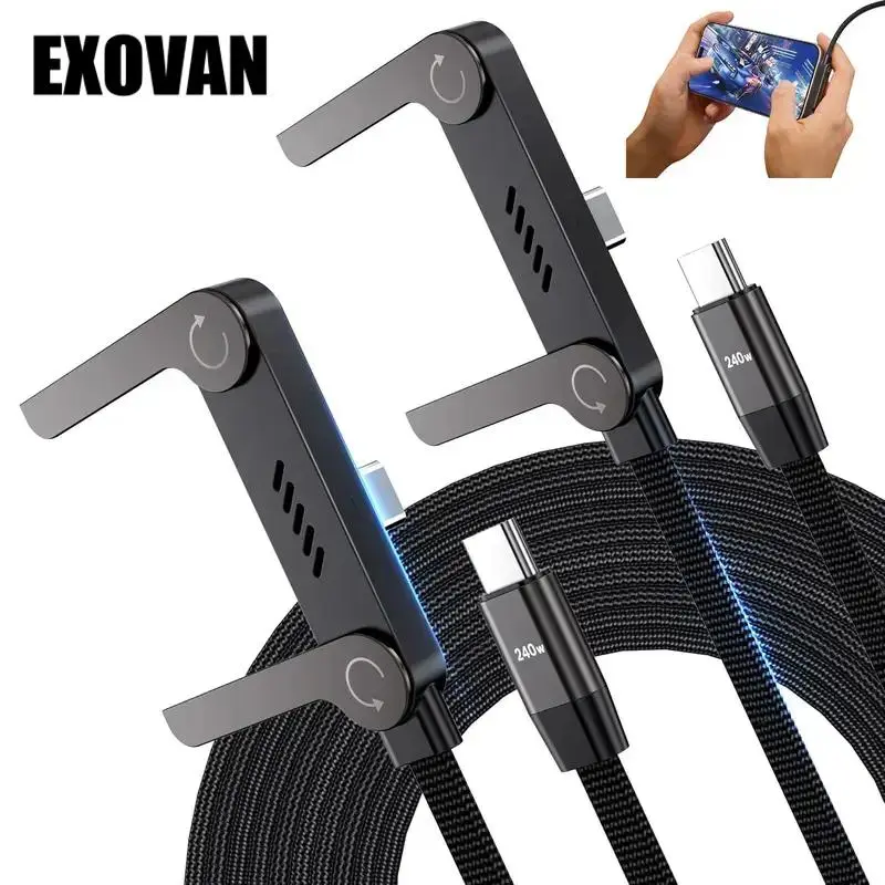 Invisible Holder Charger Cable with Stand,240w super fast charging 2-in-1 Fast ChargingCord & Phone Stand for Gaming, Office, CarTravel, Compatible with Type-C charging cableBlack
