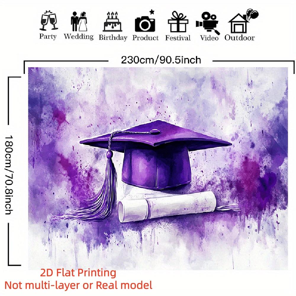 2D Flat Banner Reusable Graduation Banner, Polyester Fabric Background Decoration with Photo Props, Versatile for Home, Room, Wall & Party Decor