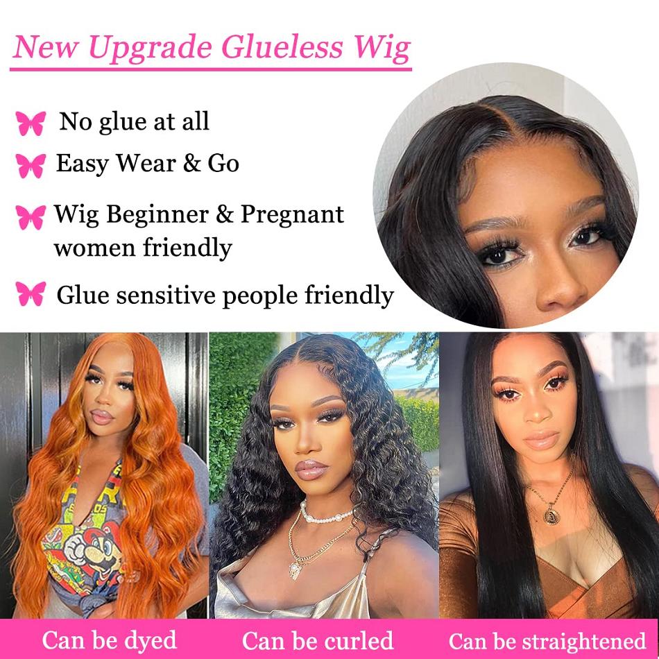 Human Hair 30 38 Inch Body Wave Glueless Wigs Pre Cut 5x5 Lace Closure Wig Brazilian 9x6 HD Lace Front Wig For Women 180% Density Pre Plucked Hairline Bleached Knots