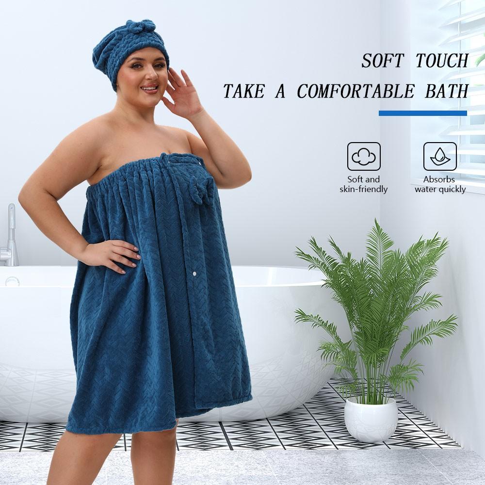 3-Piece Bathrobe Set, 1 bath wrap +1 hair towel+1 Exfoliating Gloves, Adjustable Fit M-Xxxxl, Thickened Design, Ideal for Home, Travel, Sauna, Spa, Hair Turban Towel 3-Piece Bathrobe Set, 1 bath wrap +1 hair towel+1 Exfoliating Gloves, Adjustable Fit M-Xxxxl, Thickened Design, Ideal for Home, Travel, Sauna, Spa, Hair Turban Towel