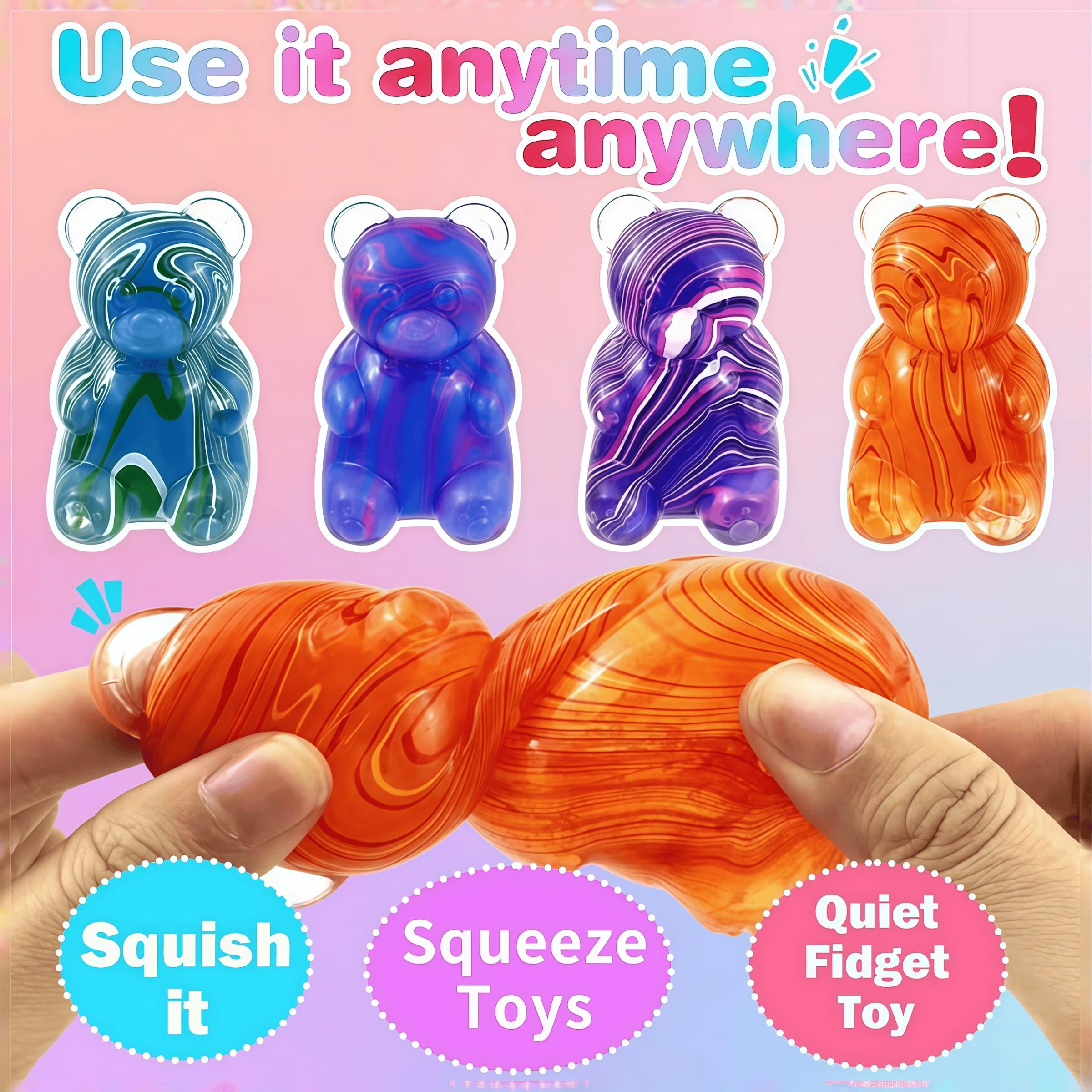 1/4 Pack Marbled Gummy Bear - Sensory Fidget Toy, Jelly Filled, Squeeze Toy, Stress Relief, Anxiety Relief, Decompression Toy, Birthday Gift, Gift Bag Filler
