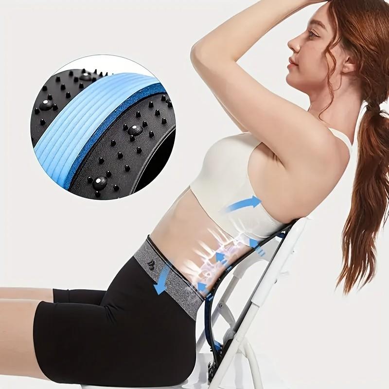 Adjustable Back Extender and Posture Corrector, Ergonomic Lumbar Support with Massage, Safe Handle, Office Car Home Use, Durable Design