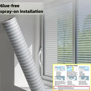 Striped Matte Window Film Roll, Sun Shade Film, Window Privacy Films, Privacy Glass Sticker, PVC Decorative Window Decal, UV Protection Static Adhesive, Non-Adhesive, Home Office Meeting Room