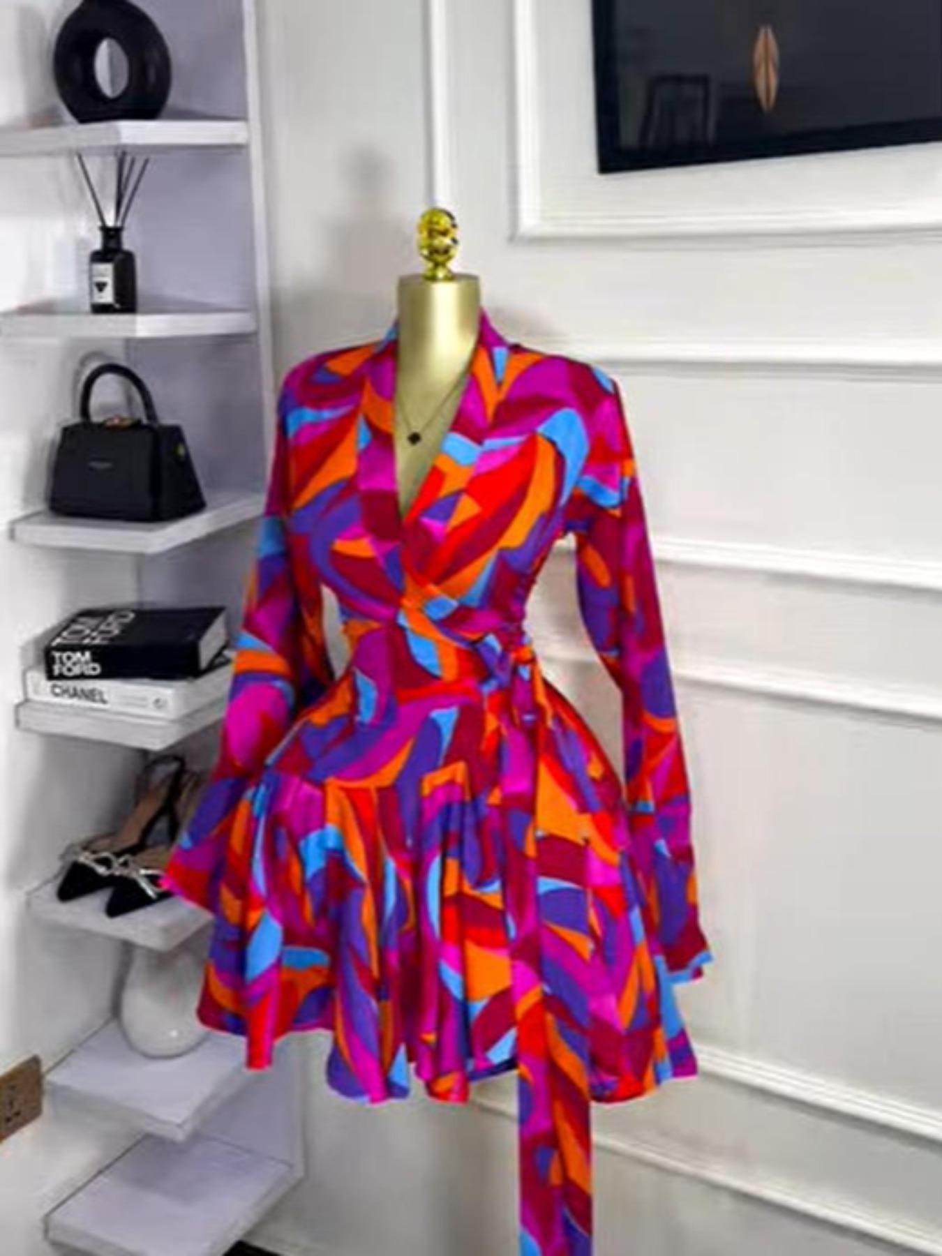 PULKRITU Elegant Aesthetic Women's Tie-Dye Polka Dot Print Flare Long Sleeve Dress, V-Neck Bow Hem, Fall Winter Wear, Elegant Vacation Party Birthday Dress,Lady Skirt,Casual Dresses,Female Brunch Dresses,Music Festival Dress,Fashion PULKRITU Elegant Aesthetic Women's Tie-Dye Polka Dot Print Flare Long Sleeve Dress, V-Neck Bow Hem, Fall Winter Wear, Elegant Vacation Party Birthday Dress,Lady Skirt,Casual Dresses,Female Brunch Dresses,Music Festival Dress,Fashion