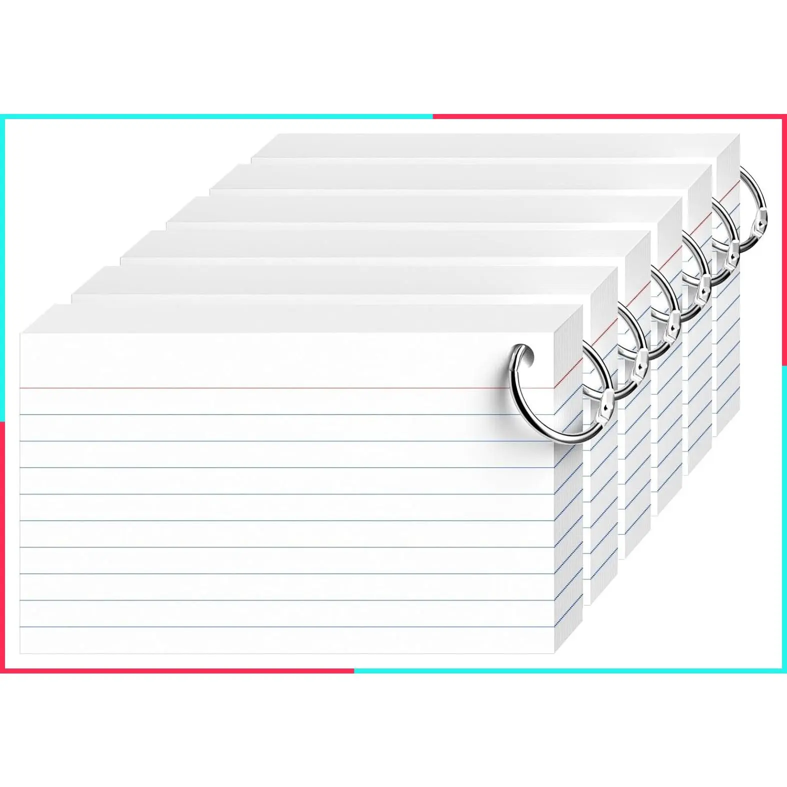 300 Count White Index Cards 3x5 Inch with Ring, Heavy Weight Flash Cards