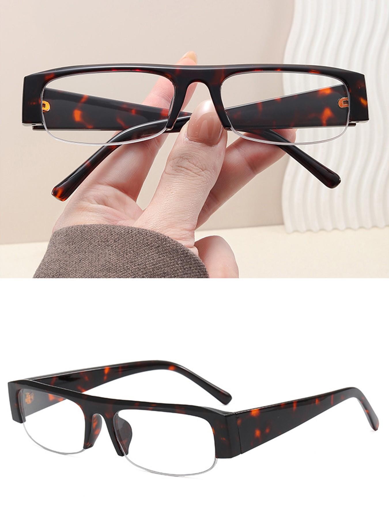 1Pcs High-End Narrow Frame Light Luxury Glasses, Fashionable Brand Besign Half Frame Glasses, Computer Blue Light Protection, Simple Outdoor For Women.