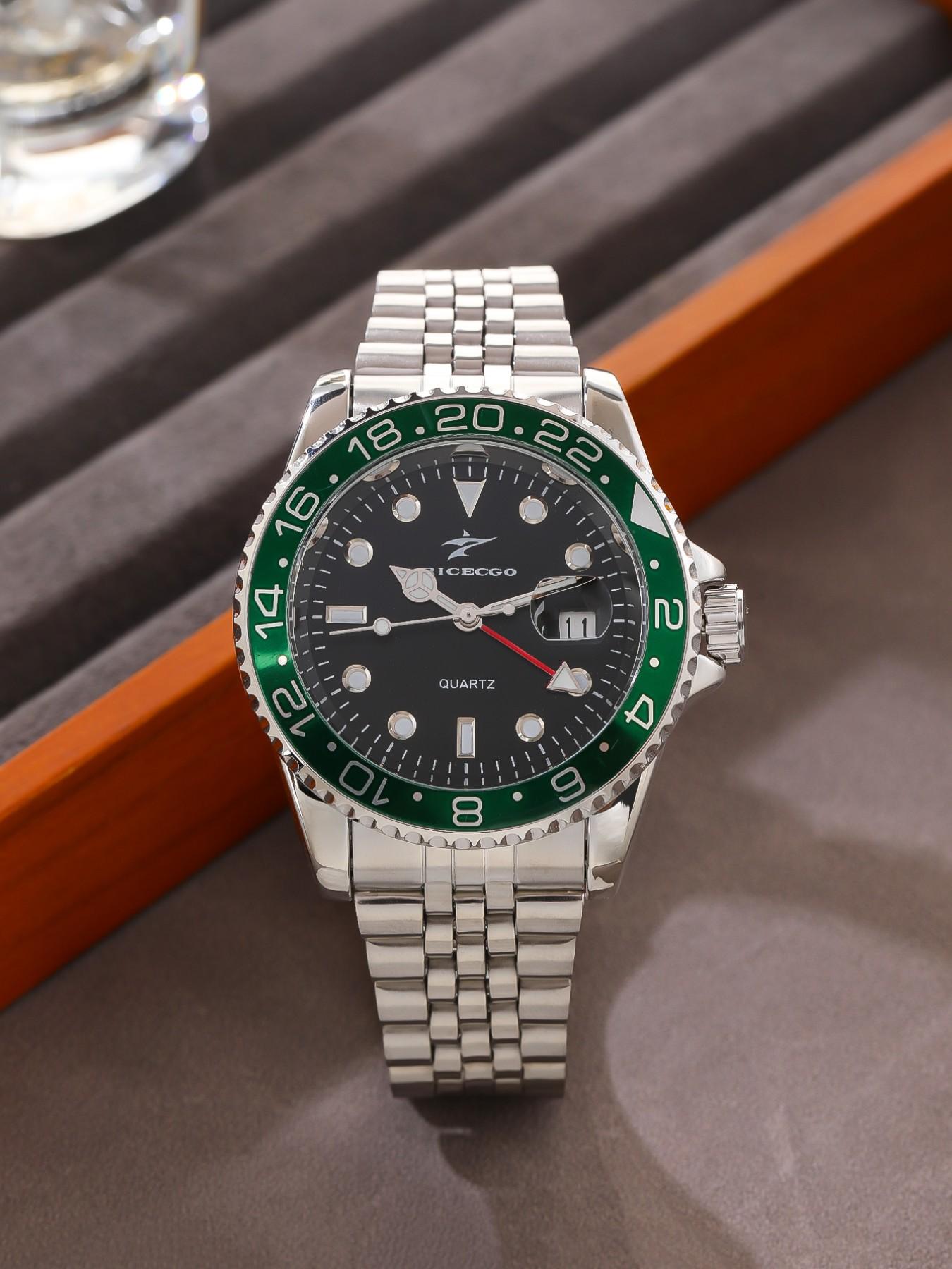 Men's Business Fashion Round Dial Stainless Steel Quartz Wristwatch for Party, Trendy All-match & Exquisite Watch for Birthday Gift with Box