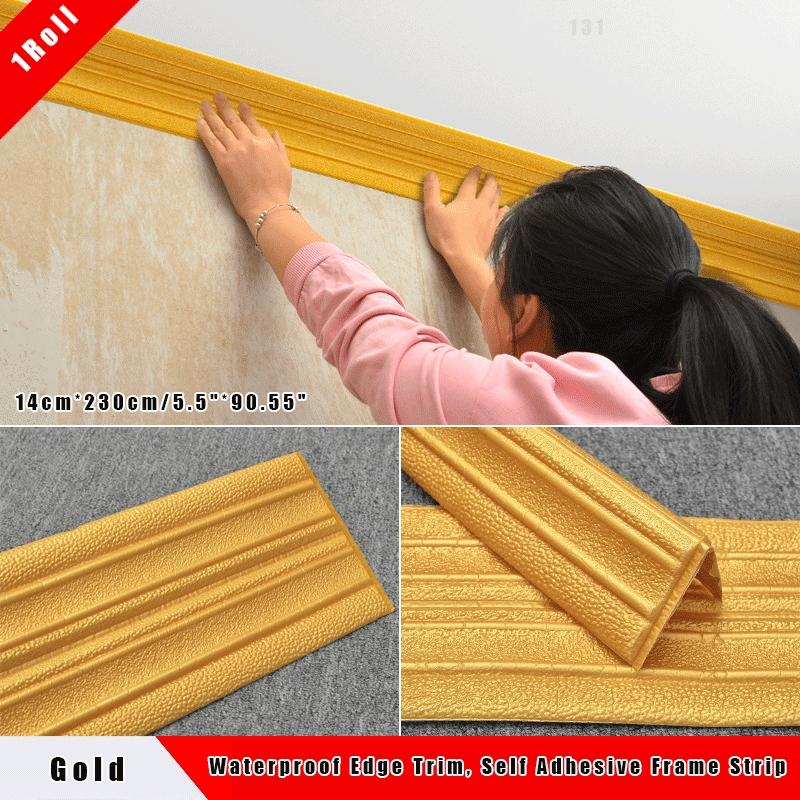 Flexible Thick Foam Peel & Stick Trim, Self Adhesive PVC Wall Border & Ceiling Molding, Removable Skirting Board Edge Strip for Window, Tile Splash Guard, Mirror Edge Home Decor
