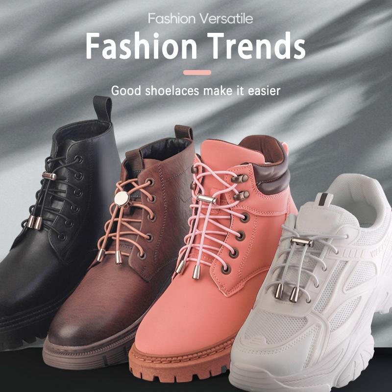 No Tie Shoelace, 1 Pair No Tie Shoelace Buckle, Elastic Round Press Metal Shoe Buckle, Shoe Accessories for Men & Women