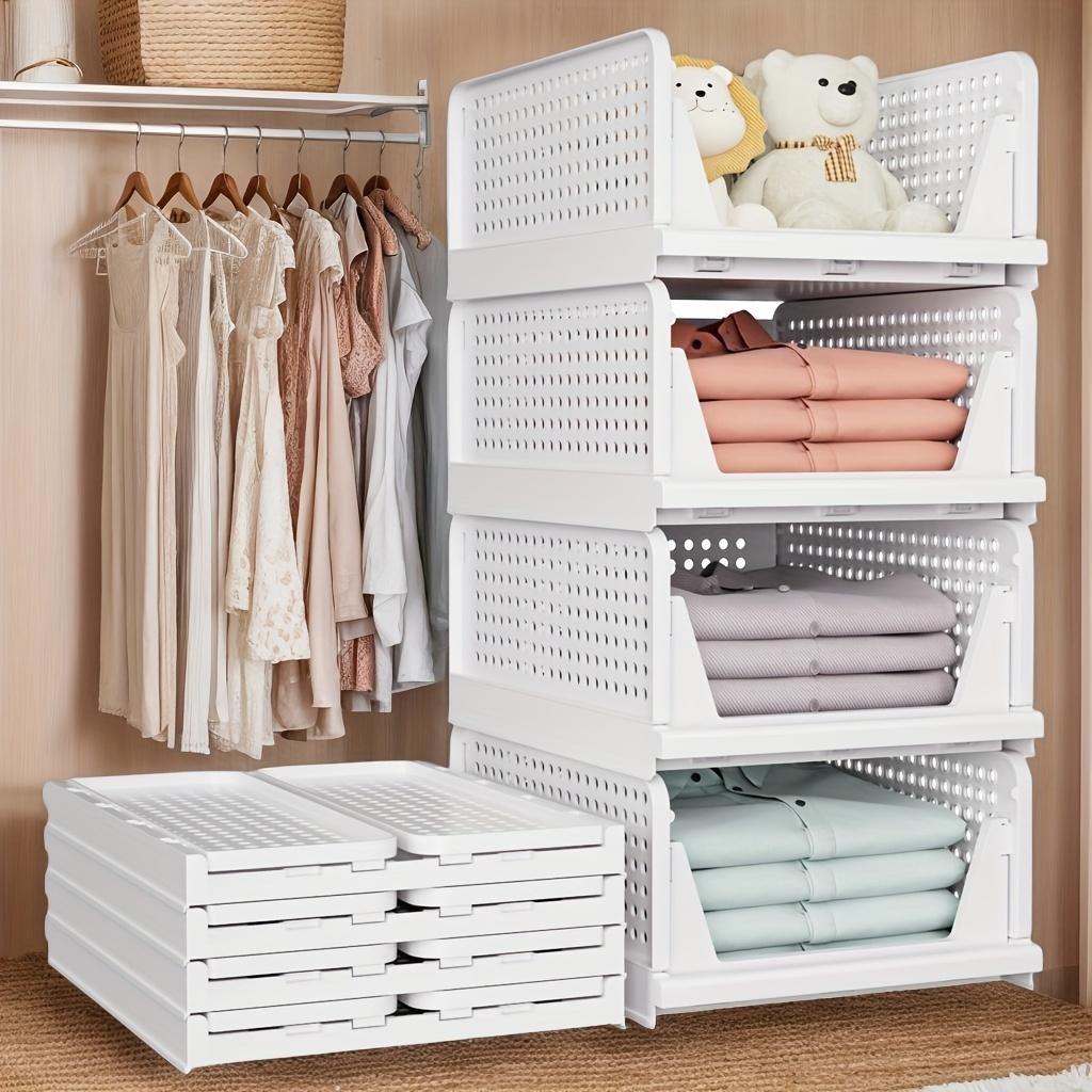 Stackable Drawer Clothes Organizer Box with Foldable Divider, Space-Saving Closet Storage Solution, Durable Plastic, No Assembly Needed