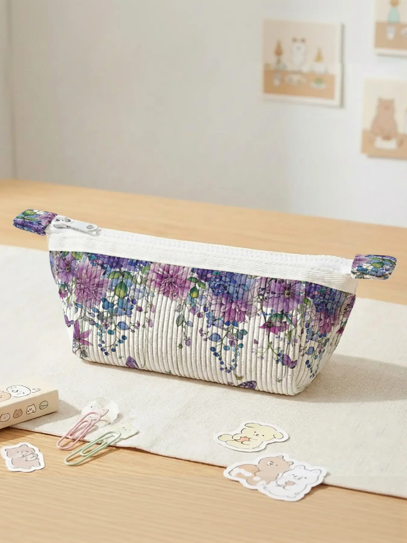 Floral Butterfly Pencil Case, Large Capacity Textile Pen Bag, All Seasons Casual Style, Organize Learning Supplies Effortlessly