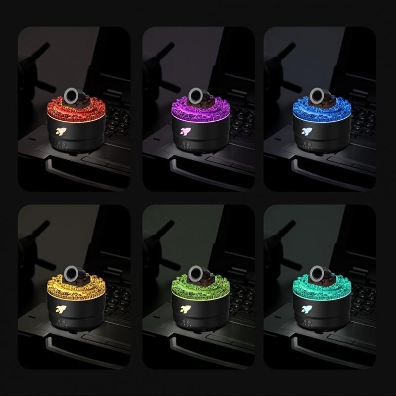 1count Creative Battery Essential Oil Diffuser Humidifier, Spit Smoke Ring Humidifier Aromatherapy Diffuser, 3 Timing Modes Timer 7 Colorful Light Diffuser Essential Oil Large Room, USB Interface, USB Powered Humidifier