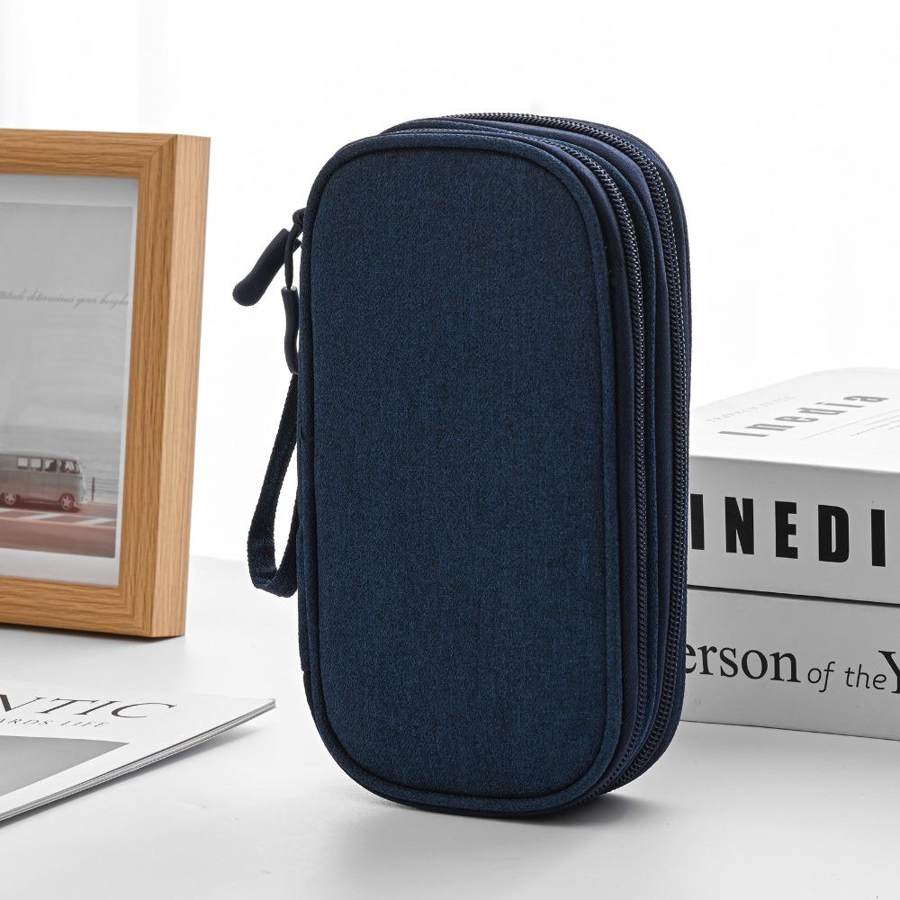 Portable data cable storage bag, double-layer mobile phone charger storage bag, multi-layer grid digital accessory storage bag, compact and convenient travel data cable storage bag