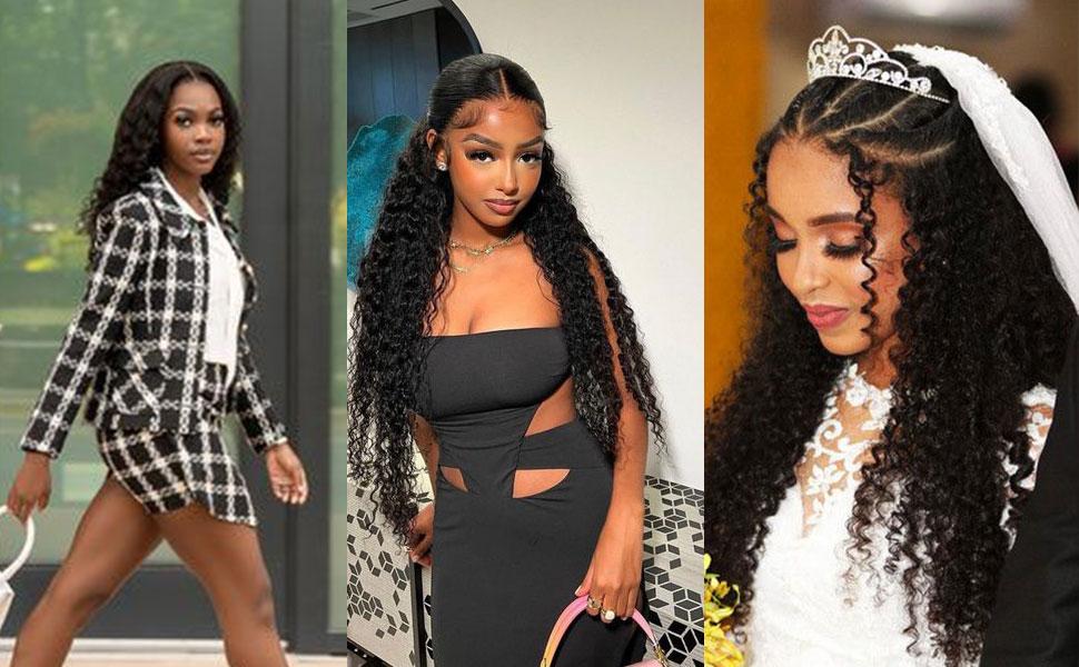 Lemoda SKINLIKE Real HD Lace Wigs 250% Density Water Wave 15A 13x4 Full Lace Frontal Human Hair Wigs Deep Wave Virgin Human Hair Frayed Ends Lace Wig Natural Black Color Lemoda SKINLIKE Real HD Lace Wigs 250% Density Water Wave 15A 13x4 Full Lace Frontal Human Hair Wigs Deep Wave Virgin Human Hair Frayed Ends Lace Wig Natural Black Color