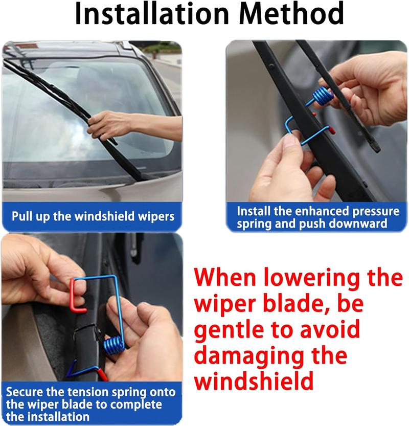 Windshield Wiper Arm Pressure Spring Booster - 2 Pack Practical Assistive Spring Wiper Arms, Enhance Wiper Performance, Easy Install, Improved Visibility in Rain/Snow (2 Packs)