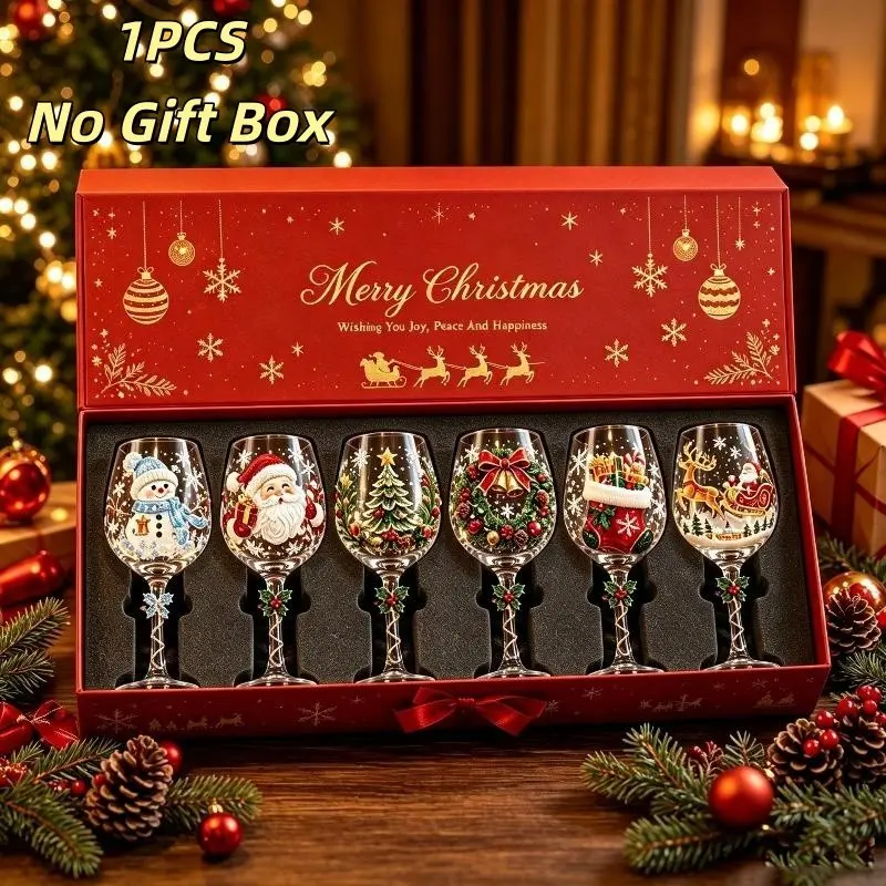 Christmas Glass Art Goblet Luxury Holiday Glassware Unique Winter Snowflake Cup Glass