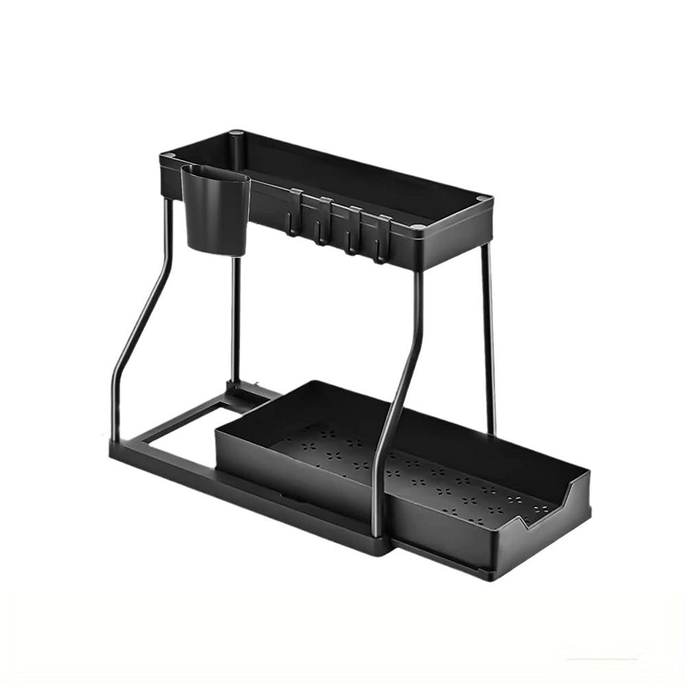 2 Layer Pull Out Storage Rack, Large Capacity Adjustable Dividers Drawer Organizer, Kitchen and Bathroom Storage Rack, Double Tiers Cutlery Holder, Drawer Dresser Organizer, Kitchen Sink Rack, Bathroom Organization