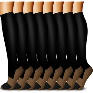 Copper Compression Socks  Women & Men Circulation (8 Pairs) - Best  Running Athletic Cycling - 15-20 mmHg
