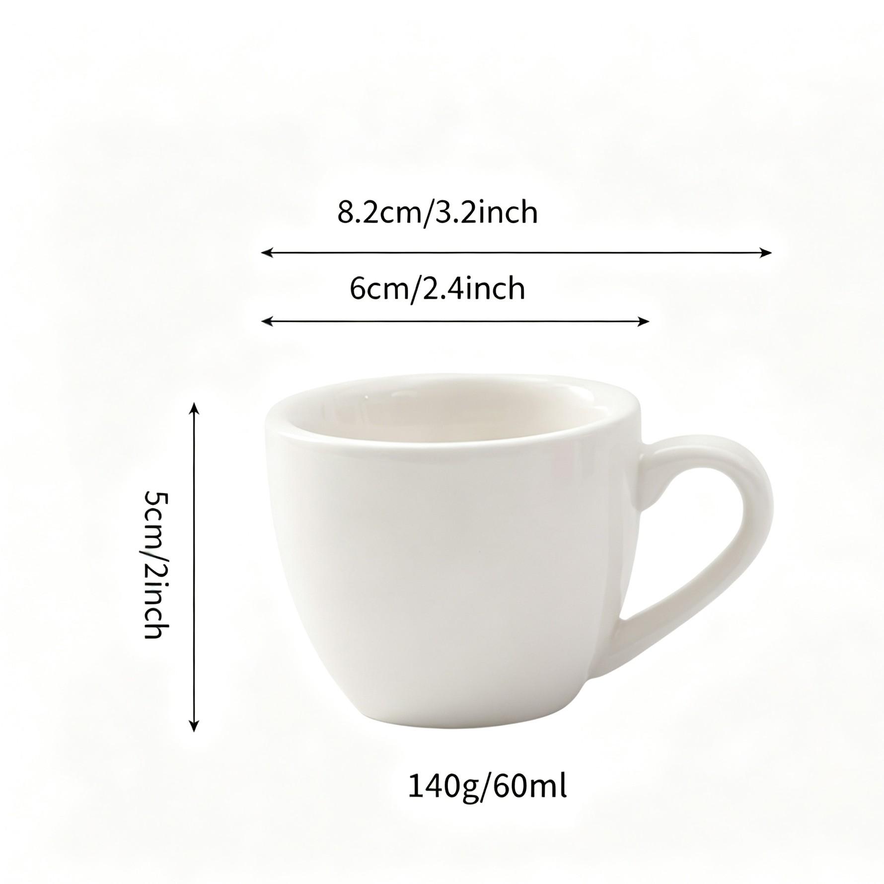 4pcs 60ML/2oz Ceramic Espresso Cups with Handle, Perfect for Espresso Machines, Ideal Gift for Coffee Lovers, Small Tea Cups