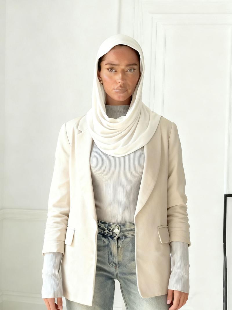 Women's Stretchable Jersey Hijab Scarf, Classic Plain Pattern Design, Soft & Breathable Fabric Suitable for Various Occasions, Turban Hijab