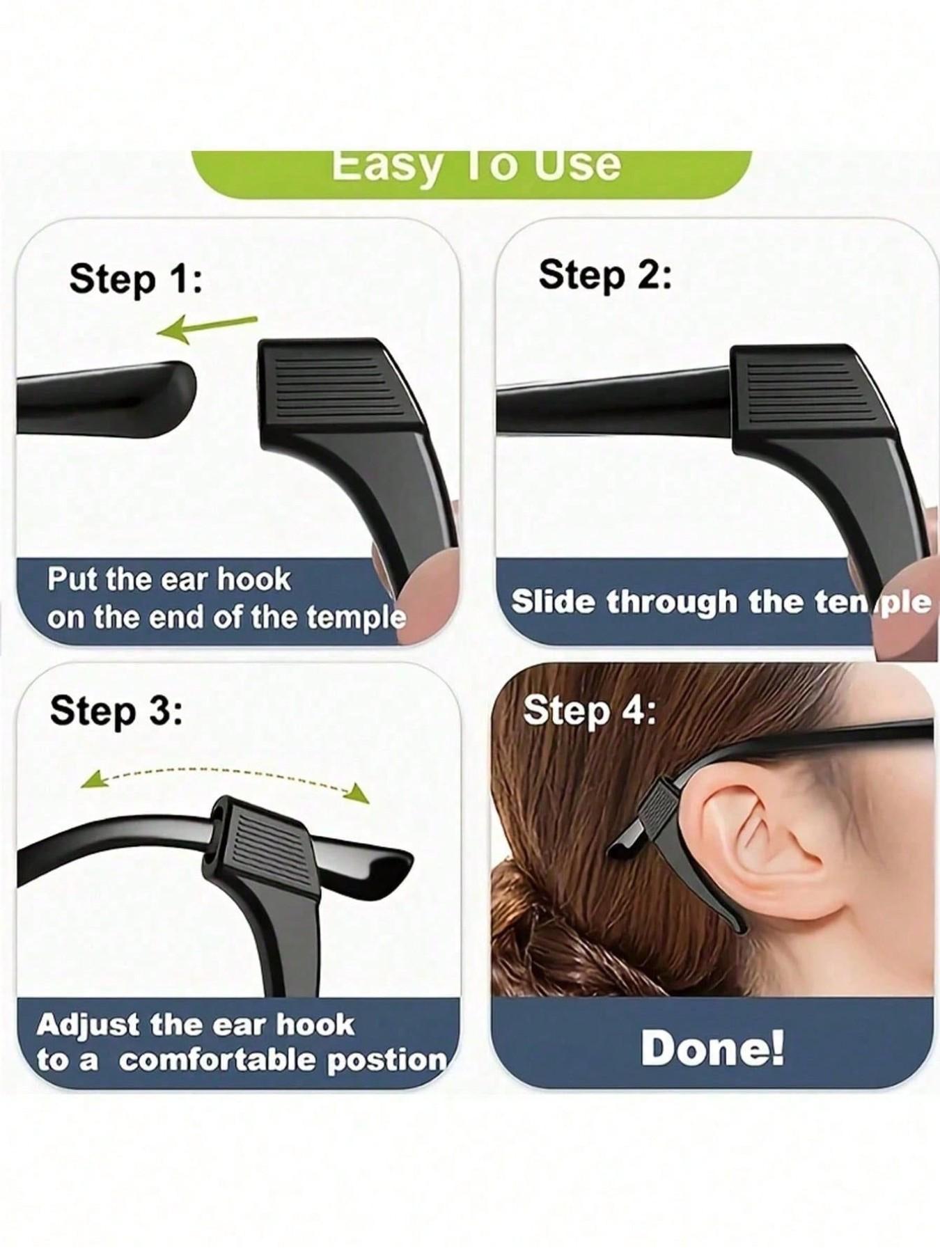 Silicone Anti-Slip Ear Grip Hooks for Glasses，Anti-slip Silicone Ear Grip Glasses Eyeglasses Leg Ear Hook - Secure Eyewear Retainers, Plastic Material, Ideal for Securing Eyeglasses and Temple Tips, Accessory for Eyeglasse